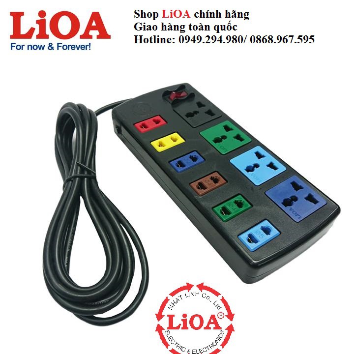 [TẶNG - HÀNG LiOA CHÍNH HÃNG] Ổ Cắm Điện 10 Ổ CẮM Lioa Đa Năng 4D6S32 Đen [3M/5M-TẶNG BÚT THỬ ĐIỆN] | A_Vy Shop