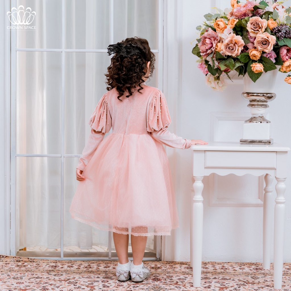 [PHIÊN BẢN CAO CẤP PREMIUM]  Váy Nhung Công Chúa Cho Bé Gái Crown Space Cao Cấp CKGL6811810 Size 12 - 28Kg