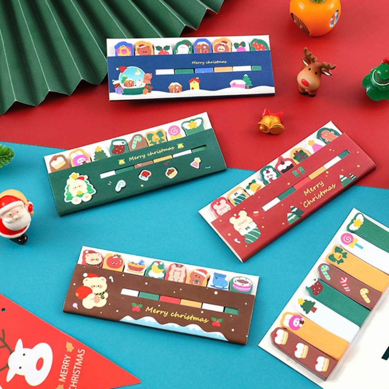 Doublebuy Miếng Dán Ghi Chú / Sổ Tay Họa Tiết Lá Cờ Nhiều Màu Sắc Có Thể Thay Đổi Được Dùng Trong Dịp Giáng Sinh