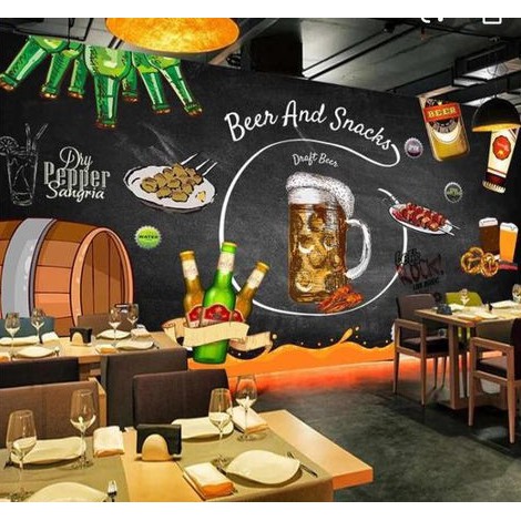 Tranh lụa 3d trang trí Nhà hàng Beer rượu Kích Thước 1,5m x 2m QBQN-4