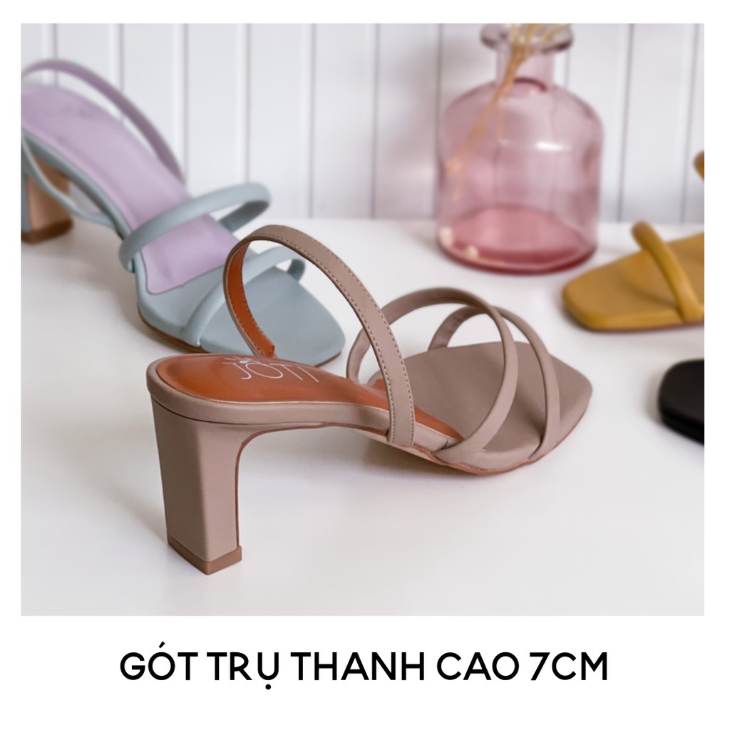 JOTI Giày Sandal Cao Gót Nữ Louisa 3273VN7 2021 - Mũi Vuông Hai Quai Cá Tính Đế Trụ 7cm - Mang Đi Làm Đi Chơi Dự Tiệc