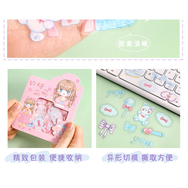 Sticker cute chống nước Set 45 tấm chủ đề Cô gái dễ thương, miếng dán siêu yêu