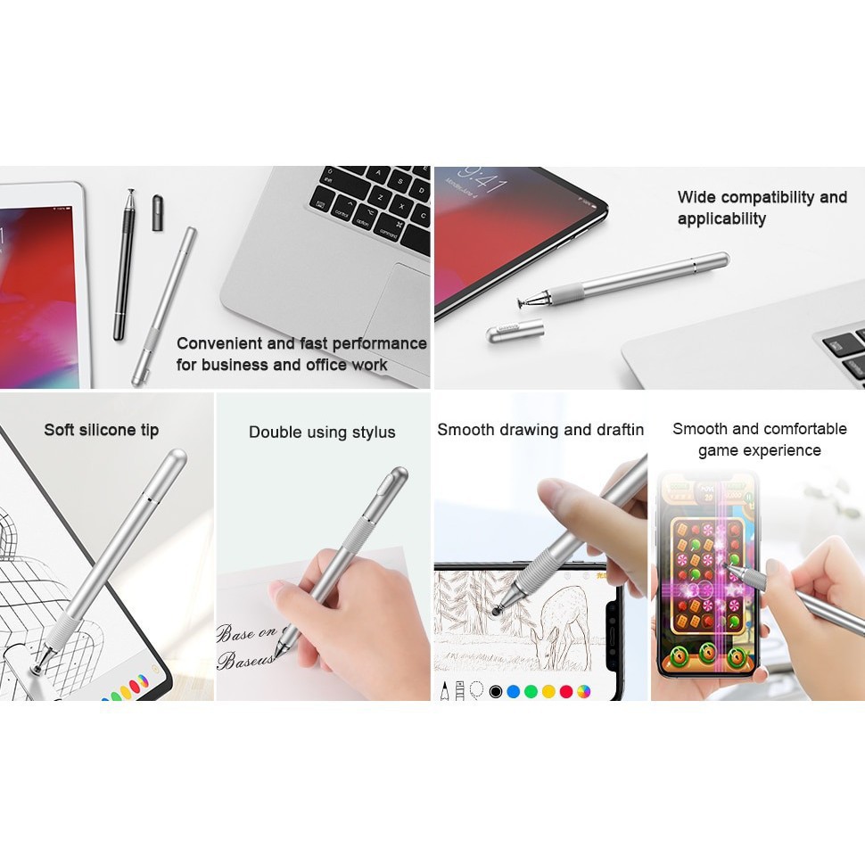 BÚT CẢM ỨNG IPHONE IPAD ANDROID ĐIỆN THOẠI MÁY TÍNH BẢNG 2 TRONG 1 BASEUS HOUSEHOLD PEN BÚT CẢM ỨNG