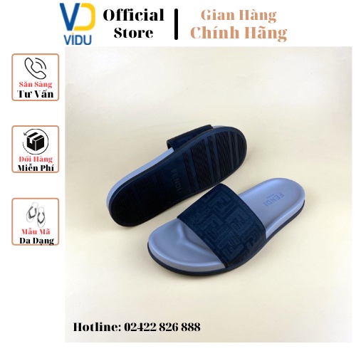 Dép nam thời trang FENDI ViDu 21111 màu đen ghi đế cao su chắc chắn, siêu êm