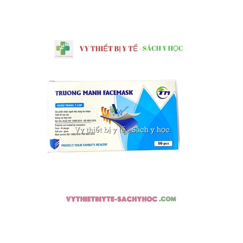 Khẩu trang 3 lớp màu xanh Trường Mạnh