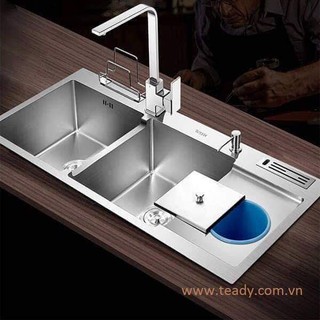 [ COMBO ] Chậu rửa bát inox sus 304 KOREA Cao cấp tằng kèm 1 khay đa năng rút co giãn Bảo hành 24 tháng lỗi 1 đổi 1