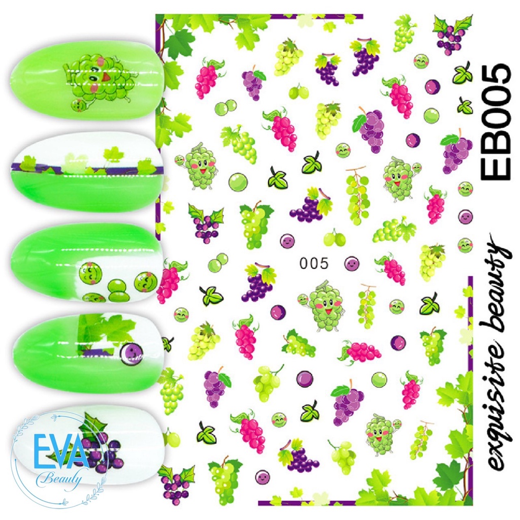 Sticker Dán Móng Tay 3D Dạng Decal Dán Chống Nước Hoạ Tiết Quả Đào Hồng Peach Cute  JO1234