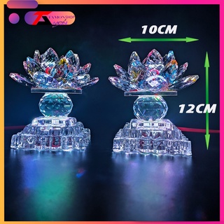 [Giá bán 1 cặp] Một Cặp Đèn Bàn Thờ Sen Pha Lê Cao Cấp, Đèn Thờ Phật, Sáng Từ Chân Đến Đầu PL43