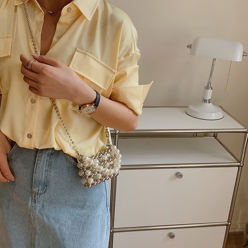 Túi xách đựng son môi IELGY trang trí hạt rỗng thời trang cho nữ