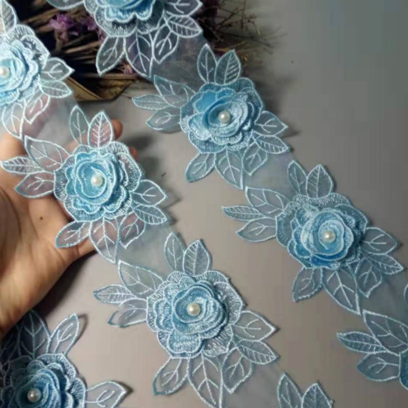 Set 10 Dải Ruy Băng Đính Hoa Hồng Và Ngọc Trai Trang Trí Đám Cưới