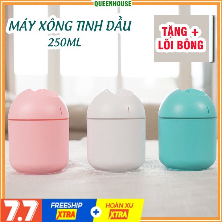 Máy phun sương tạo ẩm mini, phun tinh dầu cho phòng ngủ, điều hòa 250ml cầm tay cắm USB QH25- QUEENHOUSE
