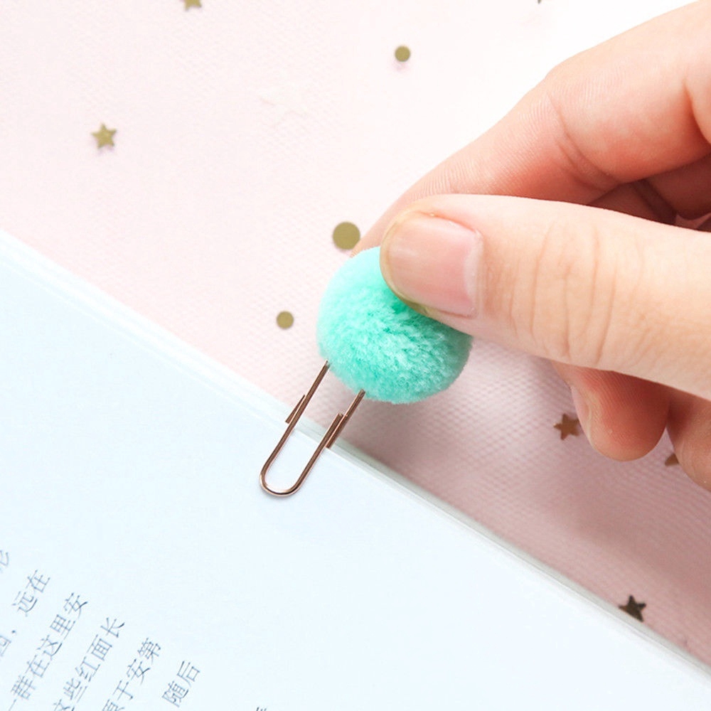 Set 10 kẹp giấy văn phòng bằng kim loại phối bóng nhồi bông màu kẹo