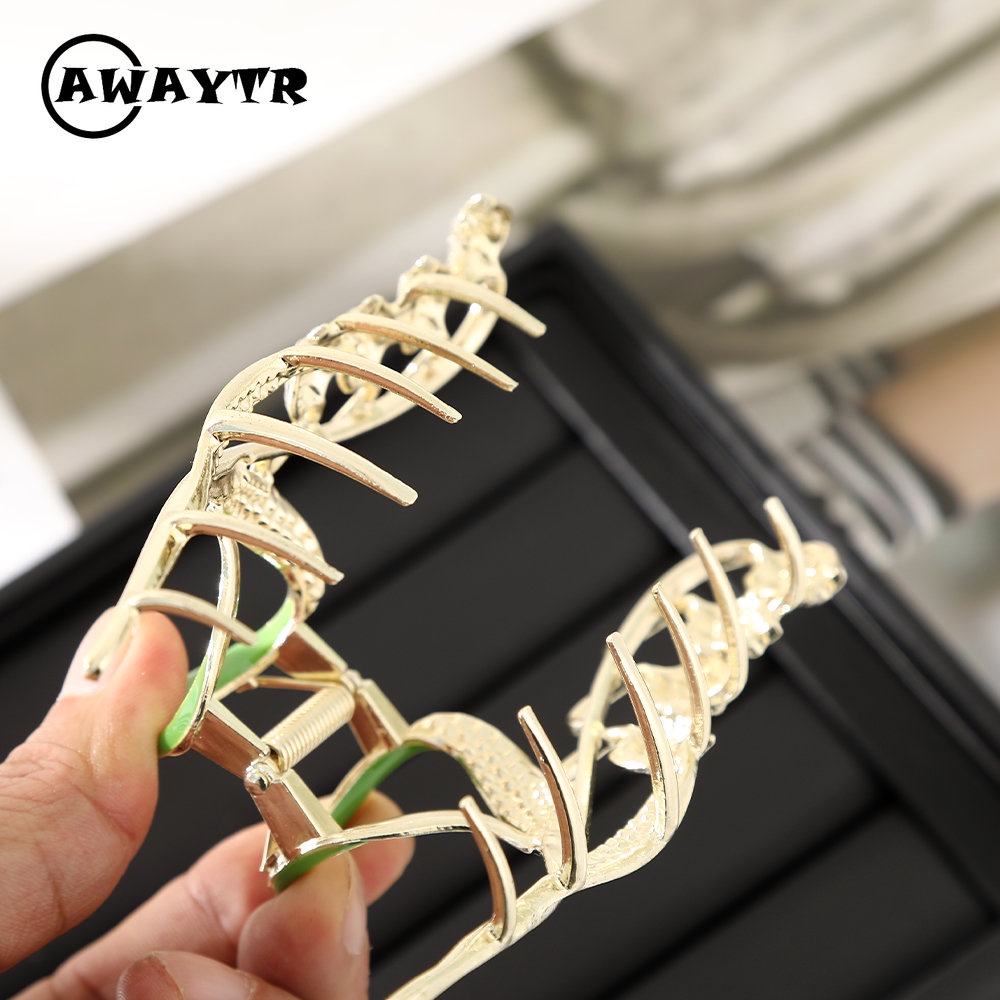 Kẹp Tóc Càng Cua Đính Đá Hình Hoa Hồng Bằng Kim Loại Phong Cách Hàn Quốc Cho Nữ