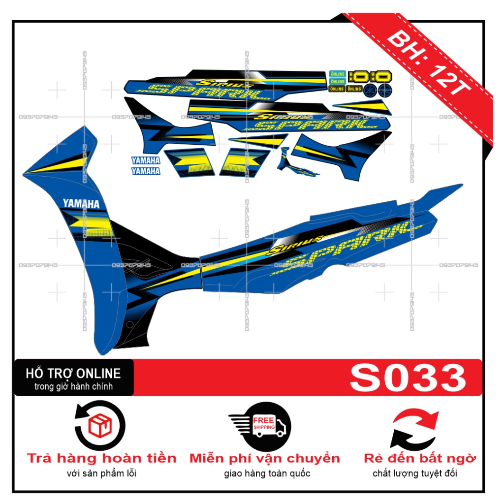 Tem rời sirius xanh đen S033 -- SHIN DECAL 2