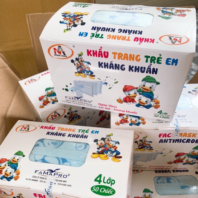 Khẩu trang y tế trẻ em 4 lớp.Hộp 50 cái