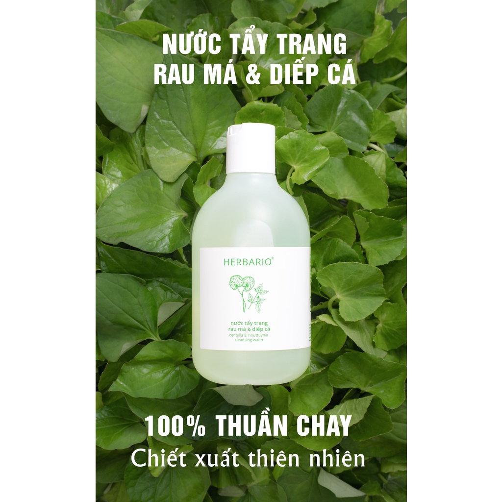 Nước tẩy trang Rau Má &amp; Diếp Cá Herbario 300ml thuần chay