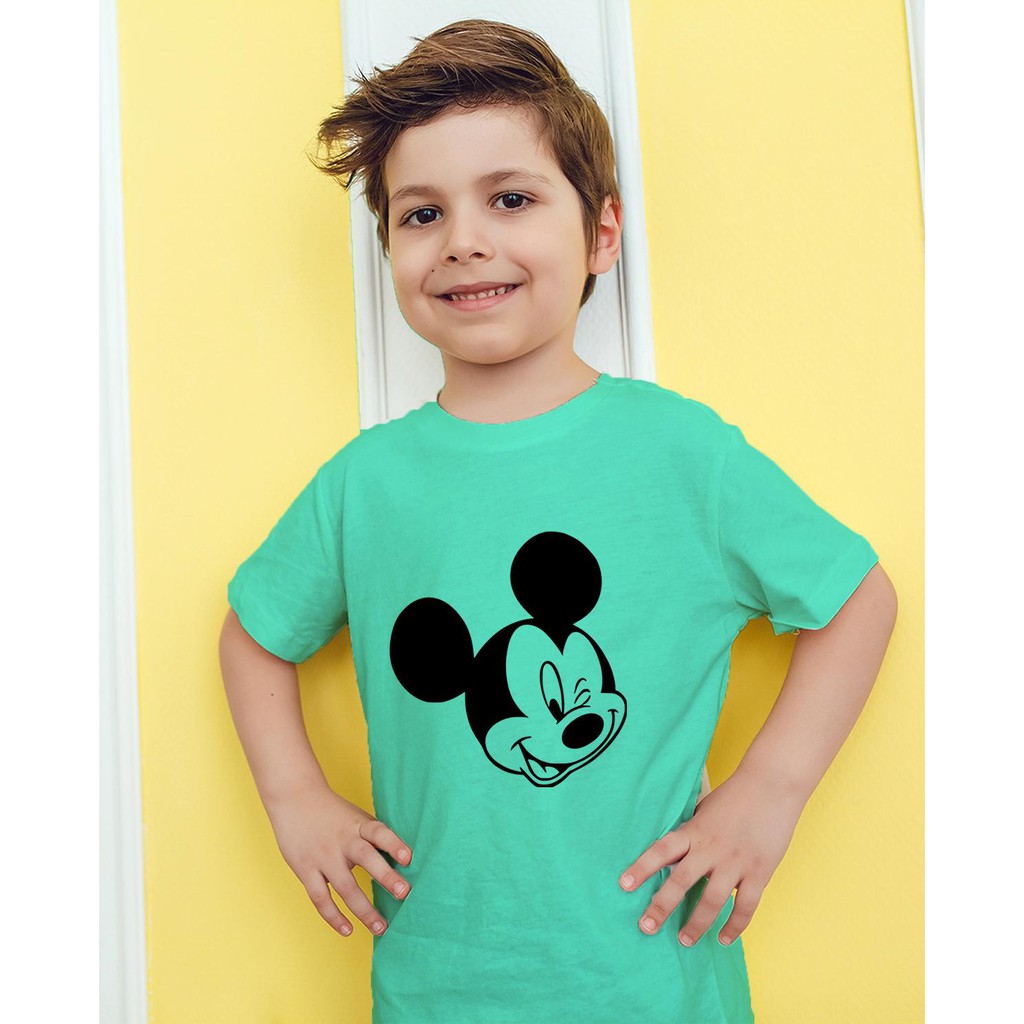 Áo thun Trẻ em in hình Mickey nháy mắt Cotton Thun - Dẽ Thương