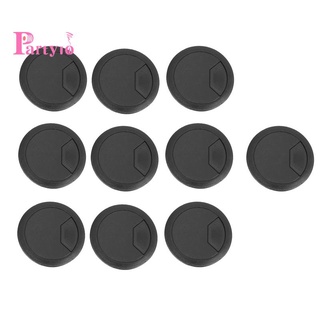 Set 10 nắp đậy lỗ luồn dây điện bàn máy tính hình tròn bằng nhựa màu đen 50mm