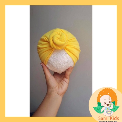 Mũ turban băng đô cotton cho bé gái sơ sinh, băng đô turban vải hình nơ, hoa cài tóc SAMI KIDS
