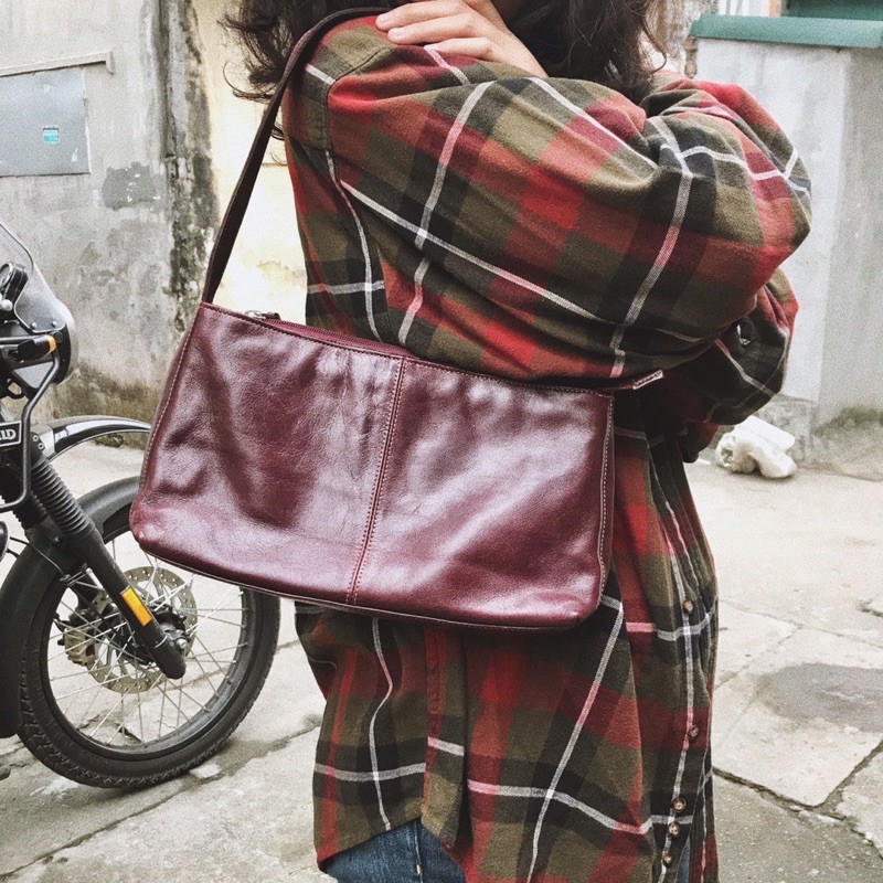 Túi xách kẹp nách da thật si, đã bao gồm phí shopee