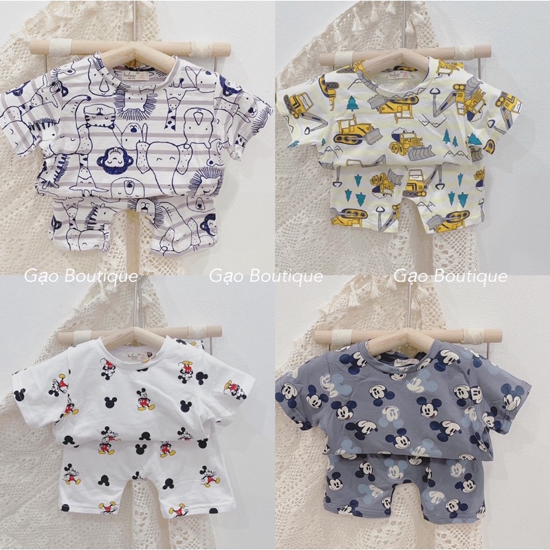 Bộ thun cotton hè cho bé trai 6-15kg