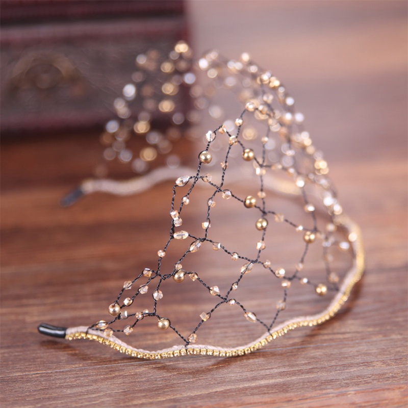 Băng Đô Cài Tóc Dạng Chuỗi Hạt Ngọc Trai Đính Pha Lê Nhân Tạo Phong Cách Baroque Cổ Điển Sang Trọng Dành Cho Cô Dâu