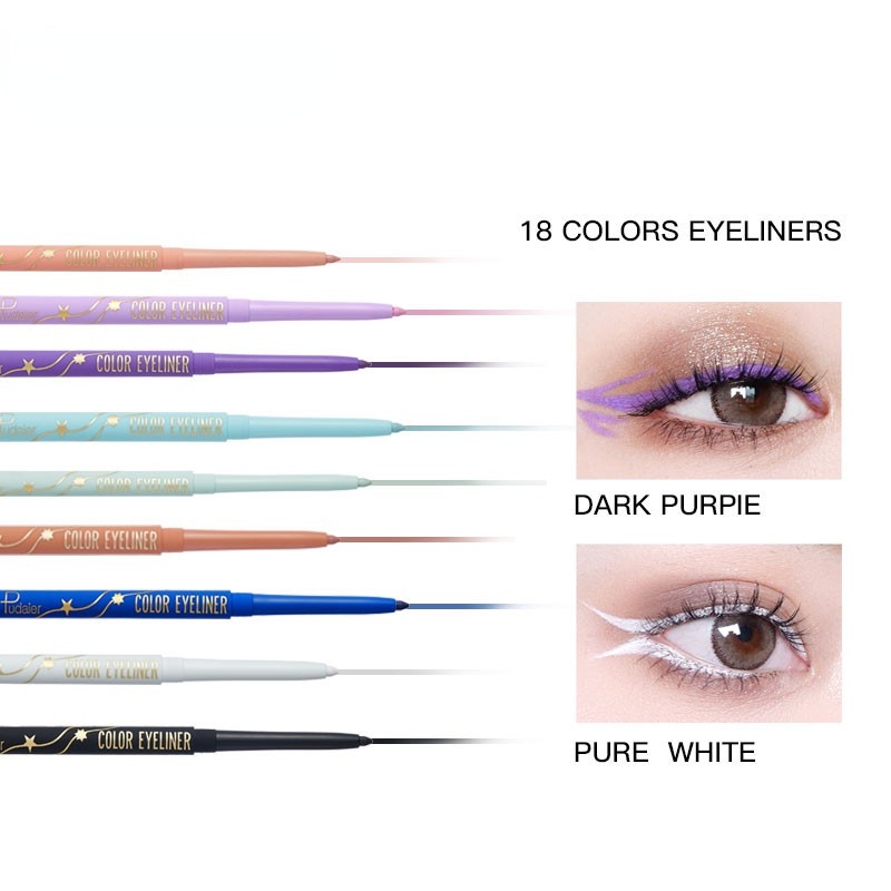 Bút Kẻ Mắt Pudaier 18 Màu Tùy Chọn Lâu Trôi Chống Nước Nhanh Khô Tiện Dụng