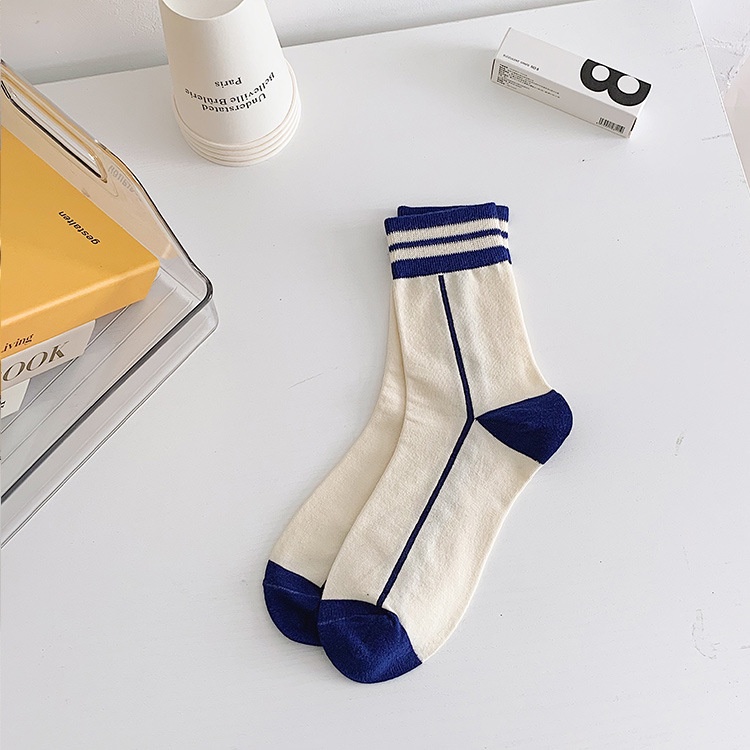 Vớ Cotton Cổ Vừa Màu Trơn In Chữ Phong Cách Nhật Bản Thời Trang Xuân Hè Cho Nữ