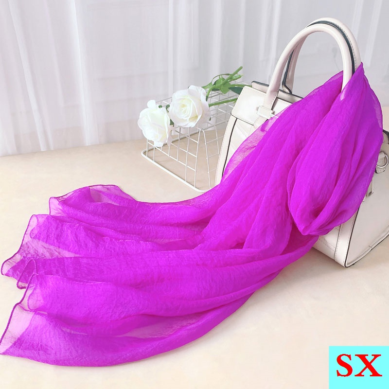 Khăn Choàng Vải Lụa Dài Mỏng Màu Trắng Trơn Dễ Phối Đồ Thời Trang Xuân Thu Cho Nữ Khi Nhảy Múa