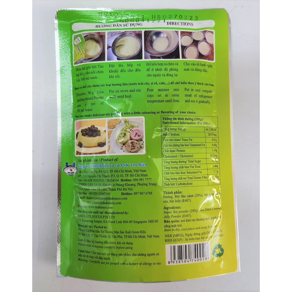 [Túi 90g] BỘT TÀU HỦ (TÀU PHỚ) [Singapore] THIÊN Ý Soya Pudding Mixed