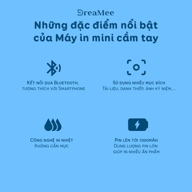 Máy In Nhiệt Mini Cầm tay Bluetooth - Máy in ảnh, in tài liệu, in Phao, in nhãn dán in không cần mực