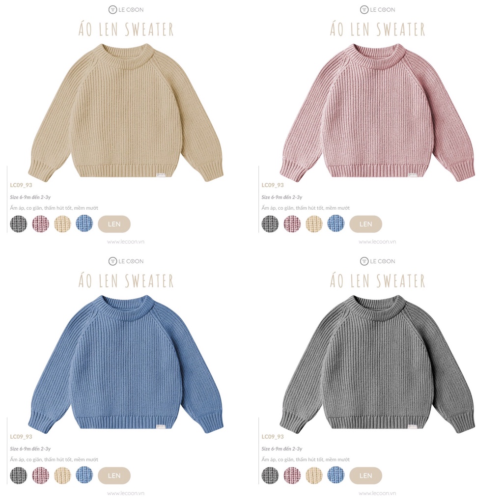 Áo len sweater họa tiết trẻ em thu đông Le Coon
