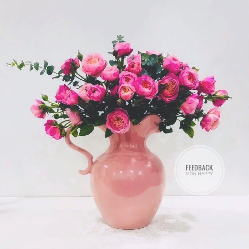 Bình gốm hồng Bát tràng - Lọ hoa Decor