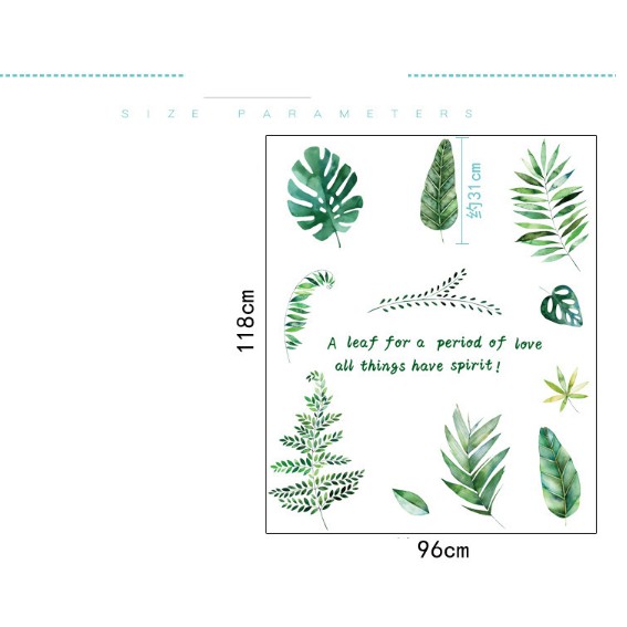 Decal dán tường - Nhiều lá Bắc âu kèm chữ