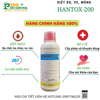 Thuốc diệt bọ, ve, mòng, ruồi, muỗi Hantox - 200 được bộ y tế khuyên dùng - chai 1000ml