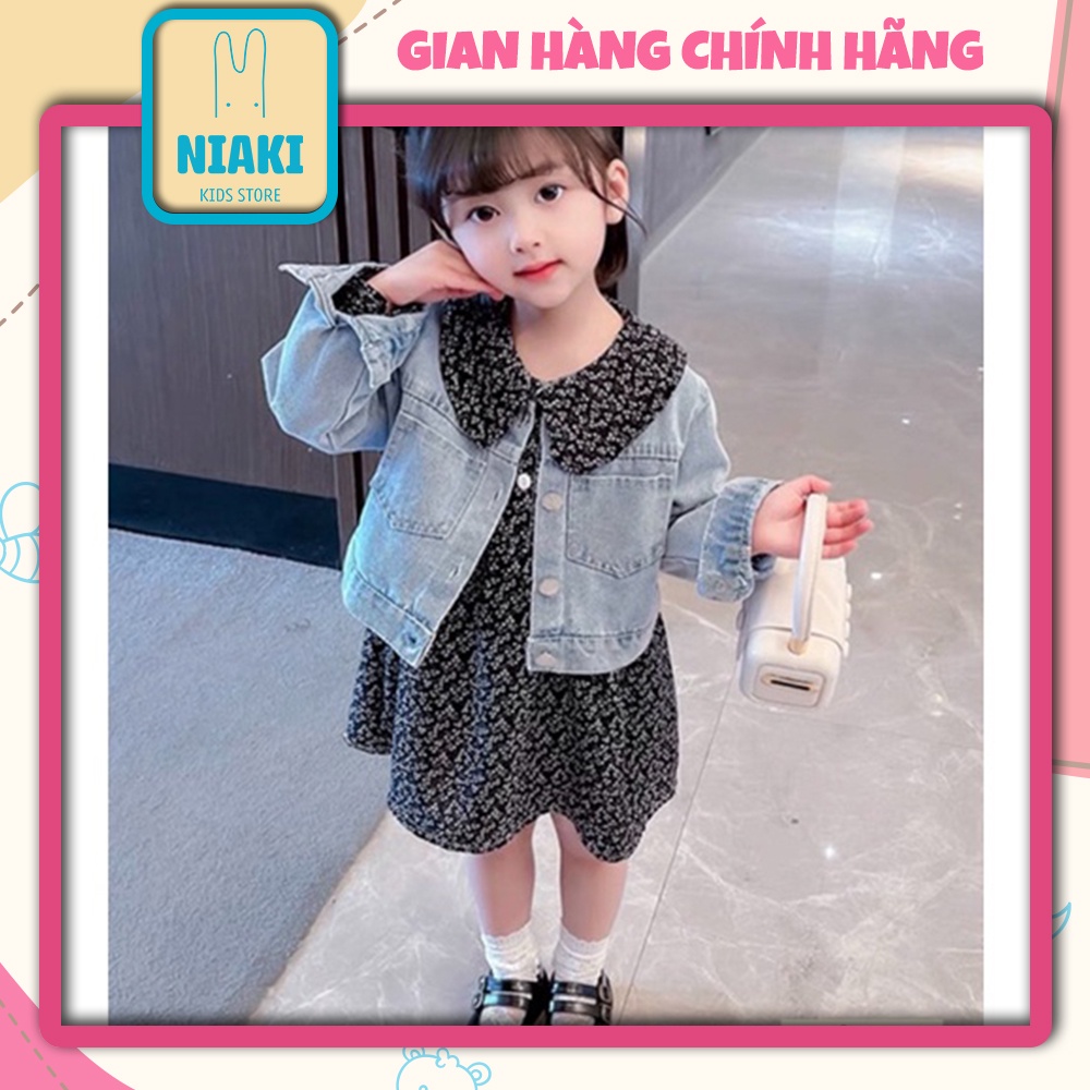 Váy Đen Hoa Nhí Kèm Áo Khoác Jean Siêu Tây NIAKI - TT07