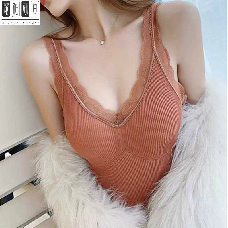 [Mã FASHIONT4WA2 giảm 10K đơn 50K] Áo bra cotton quai pha ren lót lông siêu ấm- free size từ 40 - 60kg | BigBuy360 - bigbuy360.vn