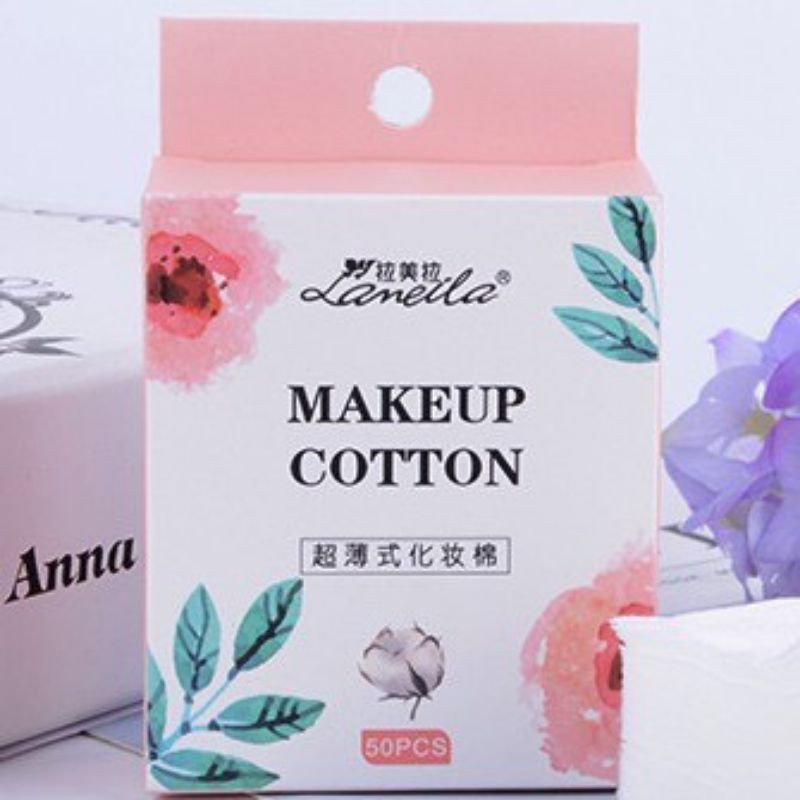 Bông Tẩy Trang Laneila Makeup Cotton Hộp Tiện Lợi 50 Miếng