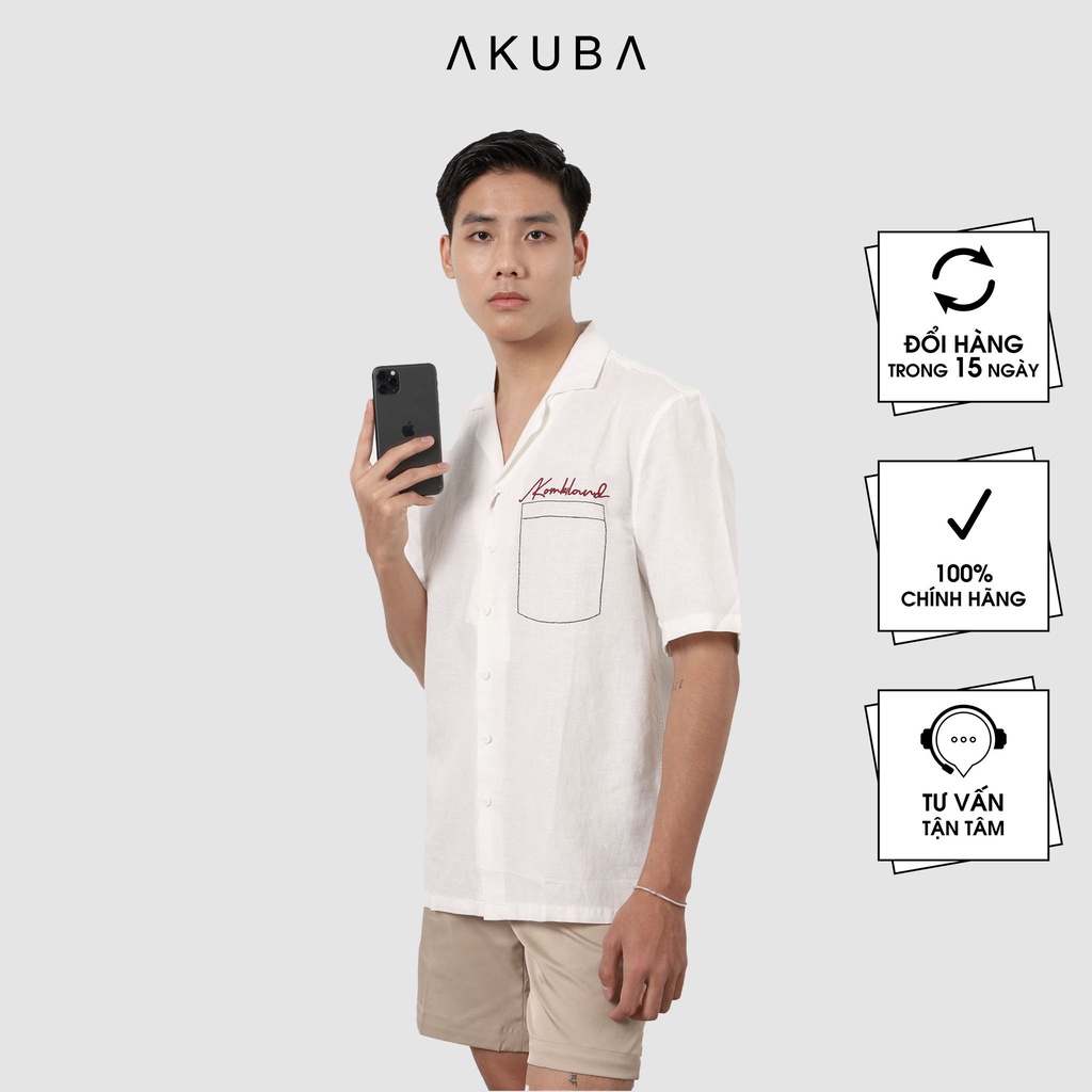 Áo sơ mi tay ngắn nam trơn cổ vest Cao Cấp AKUBA Phong cách hàn quốc chất vải mát mịn | 02B475