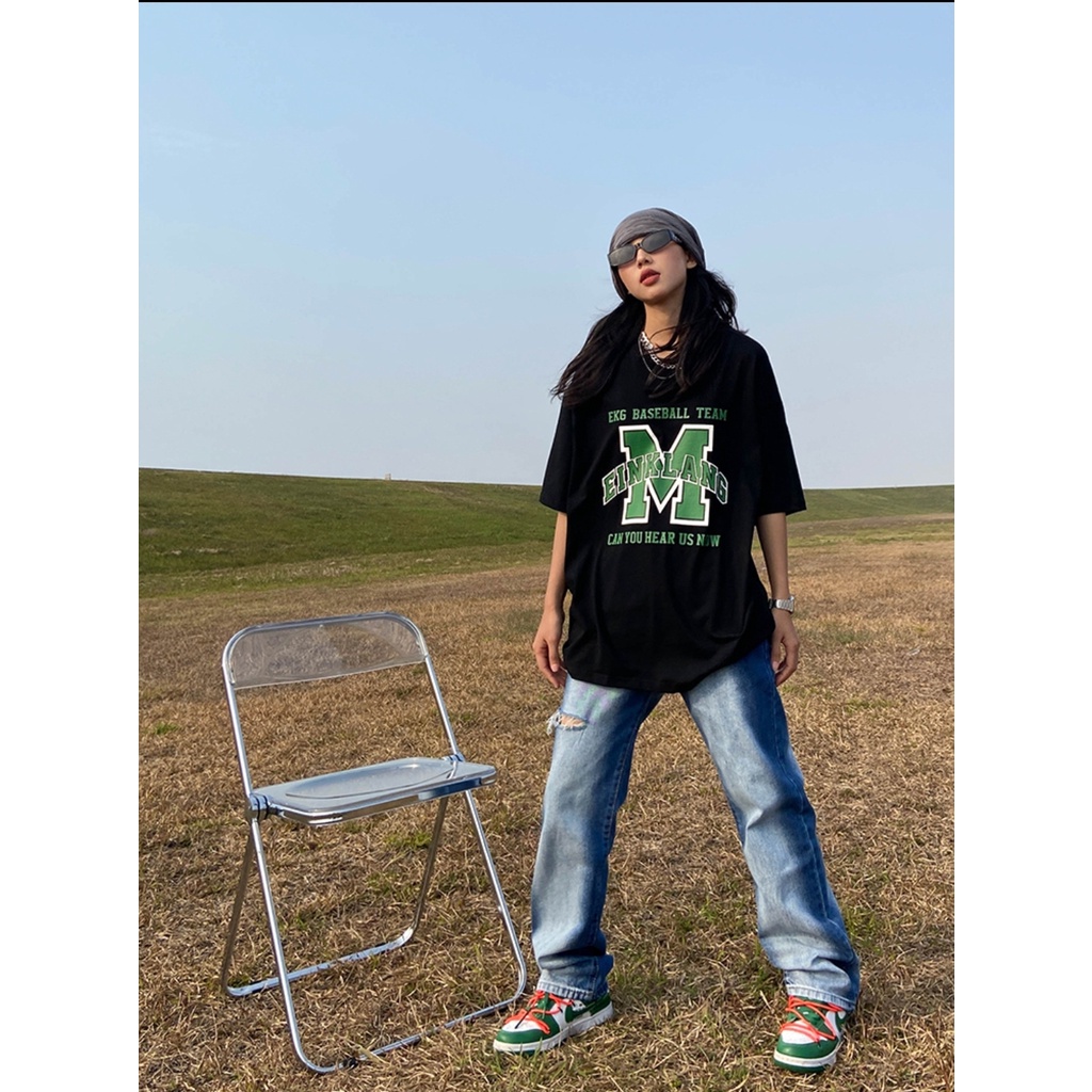 Áo thun Unisex Baseball M Ulzzang tay lỡ form rộng Tubee shop