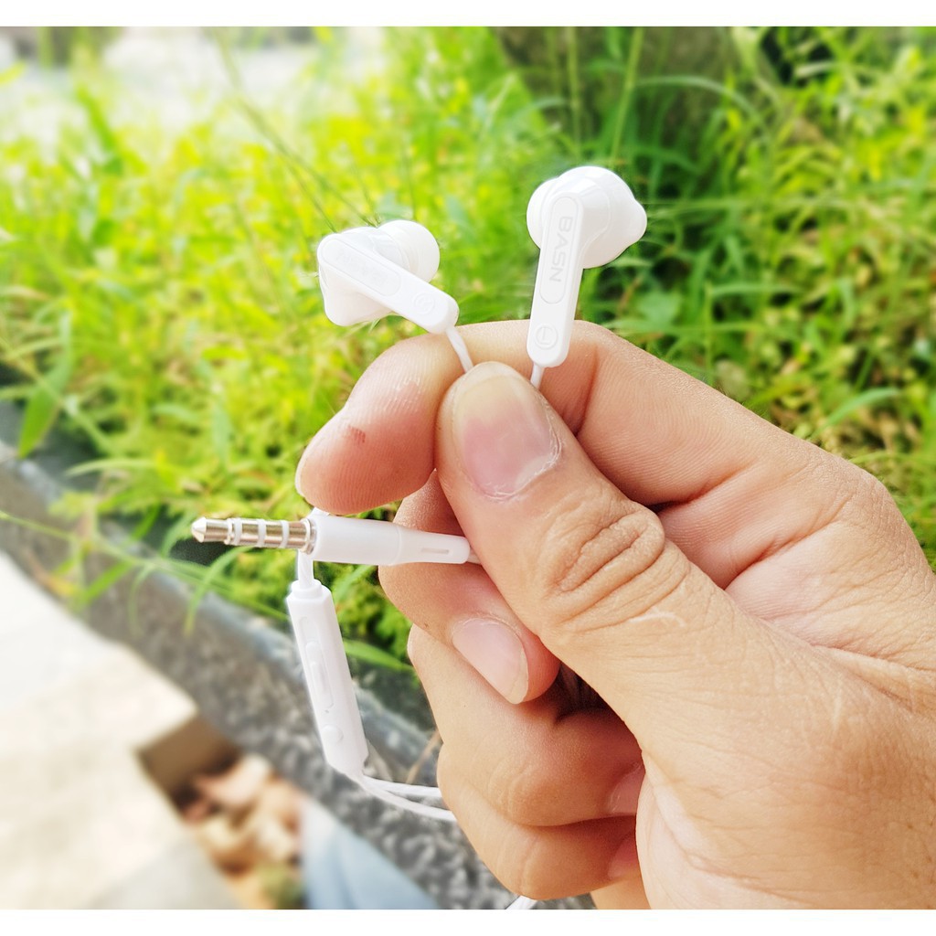 Tai Nghe Nhét Tai BASN  B16 Có Mic Đàm Thoại - Chống Ồn - Nghe Êm - Hàng Chính Hãng