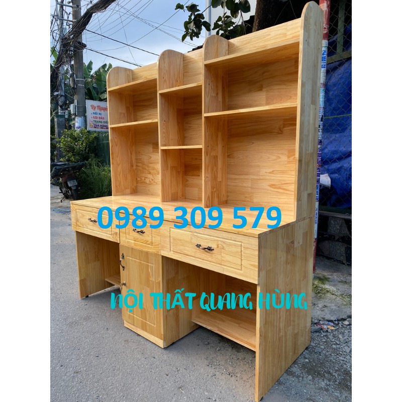 BÀN HỌC SINH GỖ ĐÔI TỰ NHIÊN (1m6 x Cao 1m8 x chân cao 75) CAO CẤP HCM | BigBuy360 - bigbuy360.vn