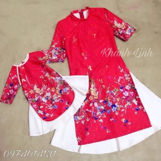 Sét Áo đai Gấm hoa đỏ chất l1