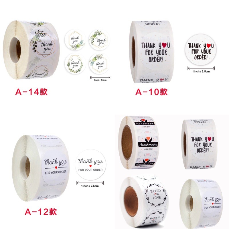 Cuộn Băng/ Sticker 500 Nhãn Dán Cảm Ơn Bằng Tiếng Anh Tiện Lợi [Ngẫu Nhiên]