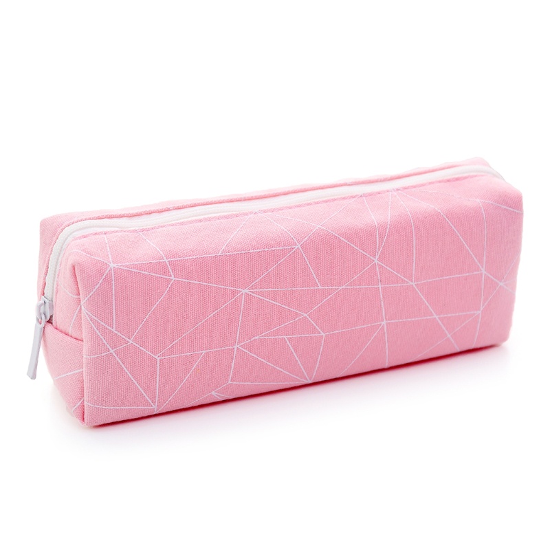 Túi Đựng Bút Bằng Vải Canvas Họa Tiết Hình Học Xinh Xắn