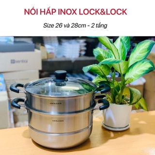 - Nồi hấp inox 2 tầng - dùng được bếp từ, bếp ga, bếp hồng ngoại - size 26 và 28cm