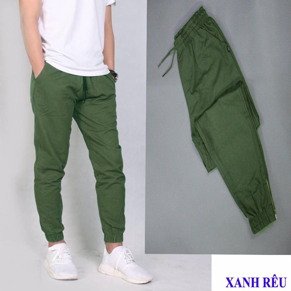 QUẦN JOGGER KAKI CO GIẢN, KHÓA ZIP CÁ TÍNH