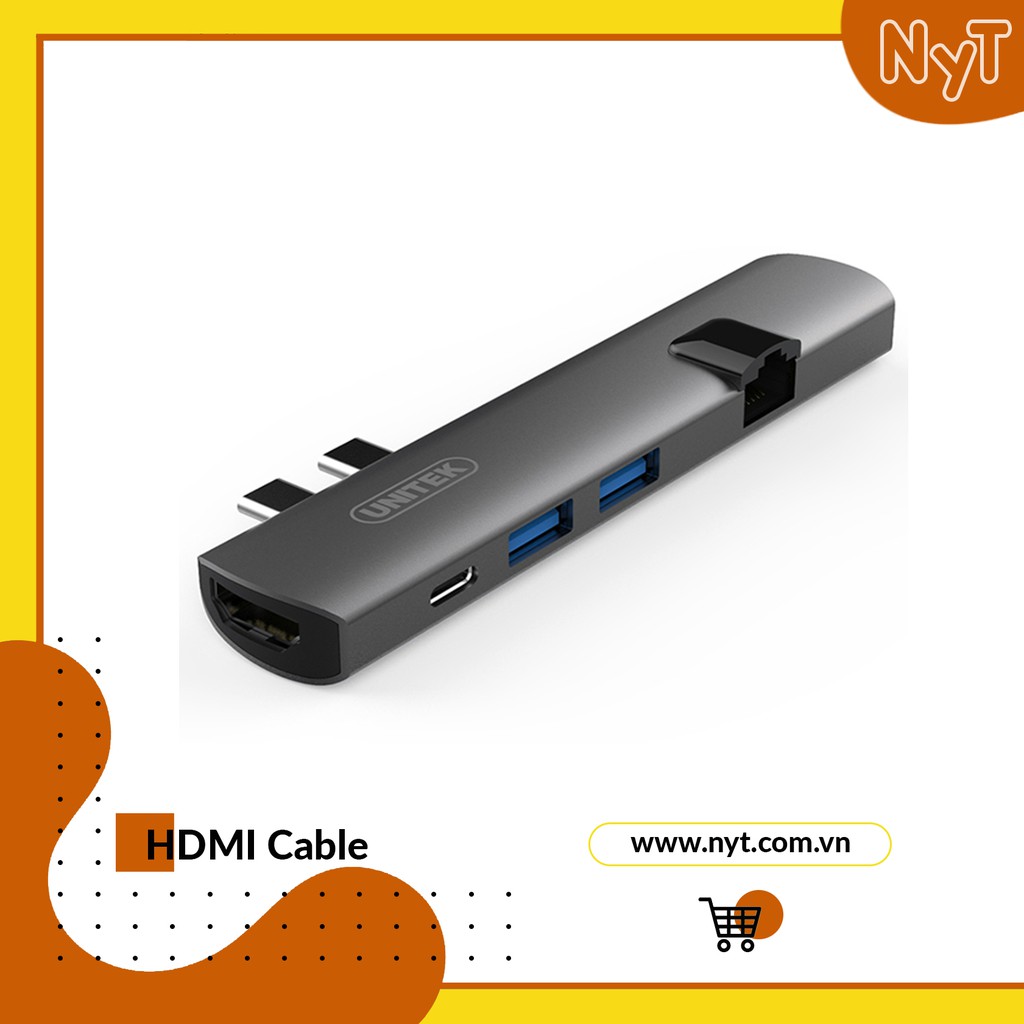 Hub Ethernet 5 trong 2 USB-C dành cho MacBook ở tốc độ 40Gbps với HDMI và Phân phối điện 100W UNITEK D008A