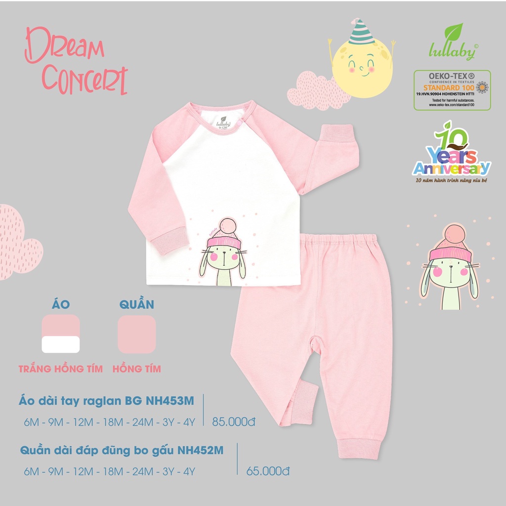 Bộ dài tay mỏng Lullaby bé gái NH453M