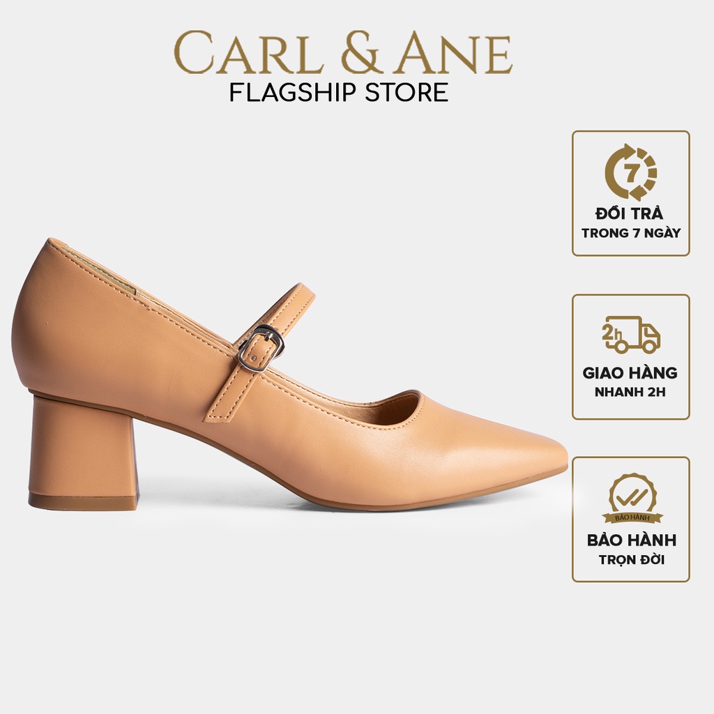 Carl & Ane - [Form lơ n lu i 1 size] Gia y cao go t thời trang nư mu i vuông phô i dây cao 5cm màu bo _ CP003 thumbnail